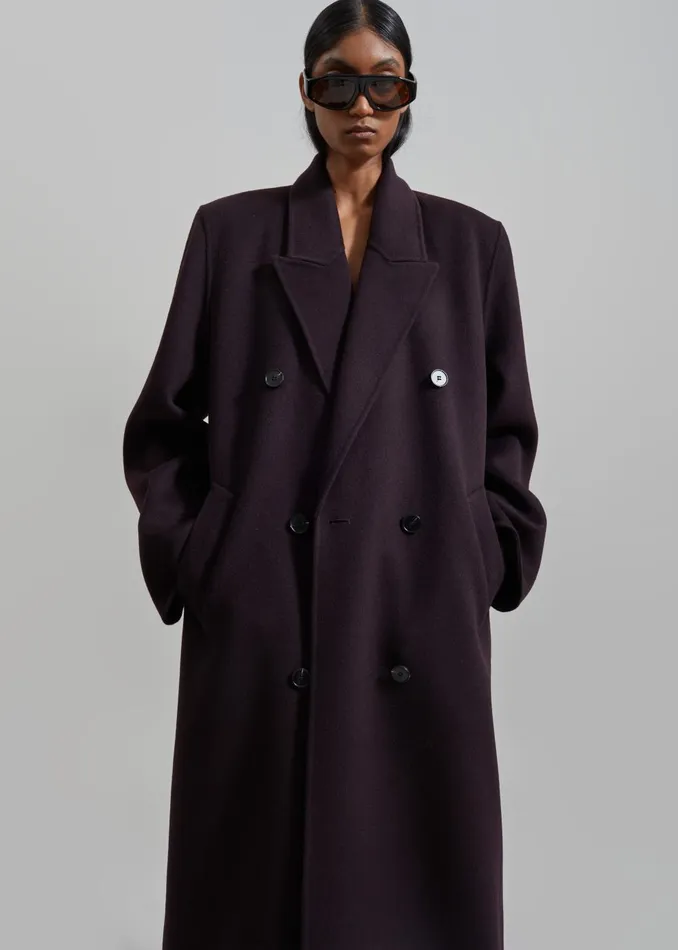 Women Gaia Double Breasted Coat 8211 Dark Plum The Frankie Shop Outerwear