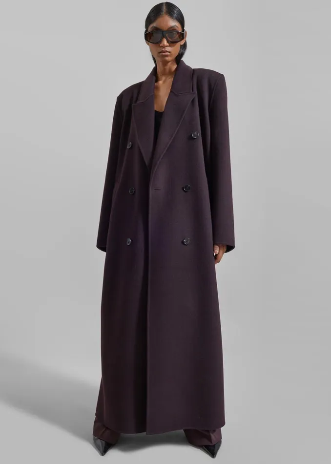Women Gaia Double Breasted Coat 8211 Dark Plum The Frankie Shop Outerwear