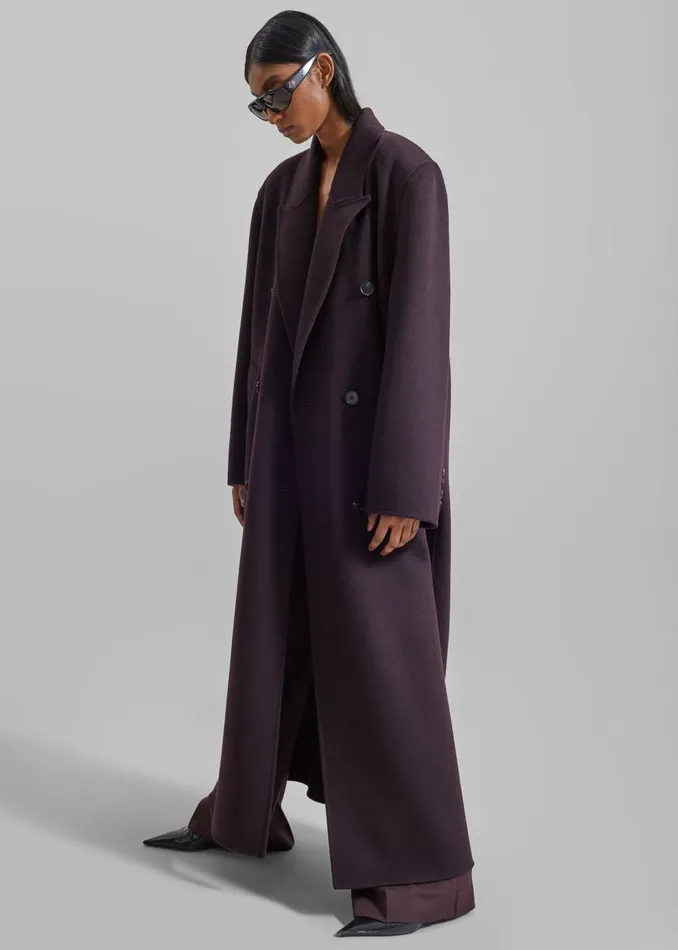 Women Gaia Double Breasted Coat 8211 Dark Plum The Frankie Shop Outerwear