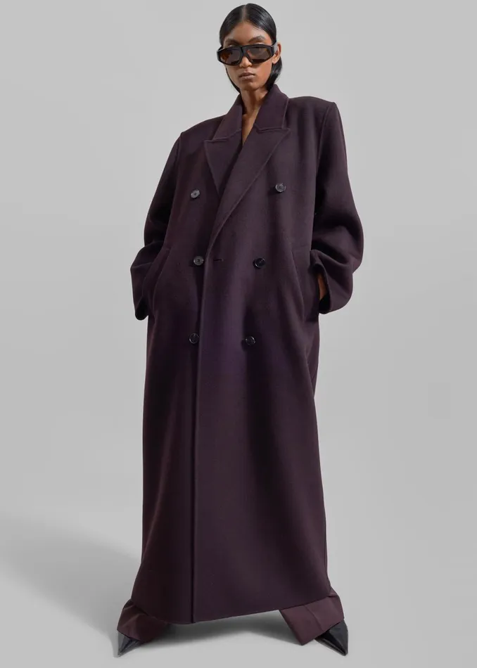 Women Gaia Double Breasted Coat 8211 Dark Plum The Frankie Shop Outerwear