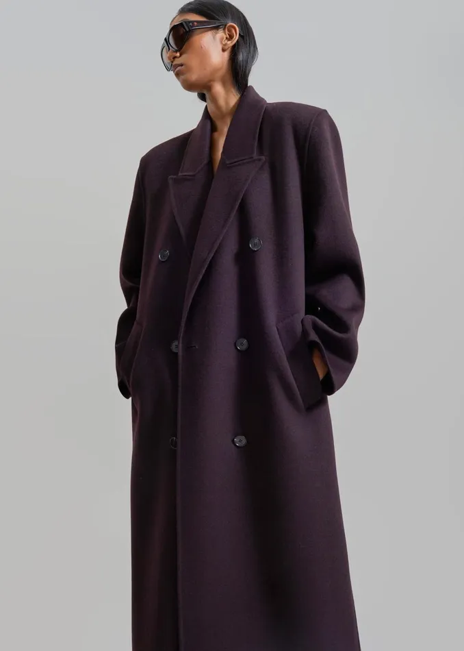 Women Gaia Double Breasted Coat 8211 Dark Plum The Frankie Shop Outerwear