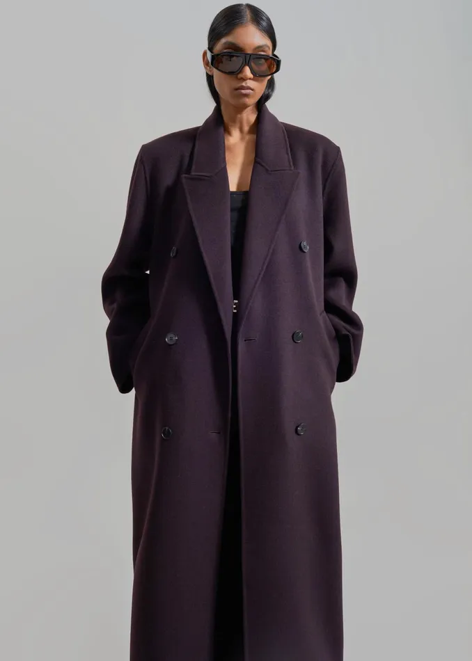 Women Gaia Double Breasted Coat 8211 Dark Plum The Frankie Shop Outerwear