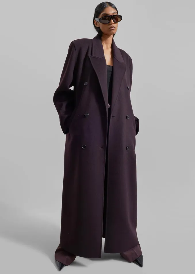 Women Gaia Double Breasted Coat 8211 Dark Plum The Frankie Shop Outerwear