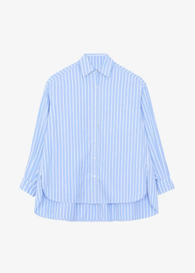 Women Georgia Boxy Shirt 8211 Sky BlueWhite Stripe The Frankie Shop Tops