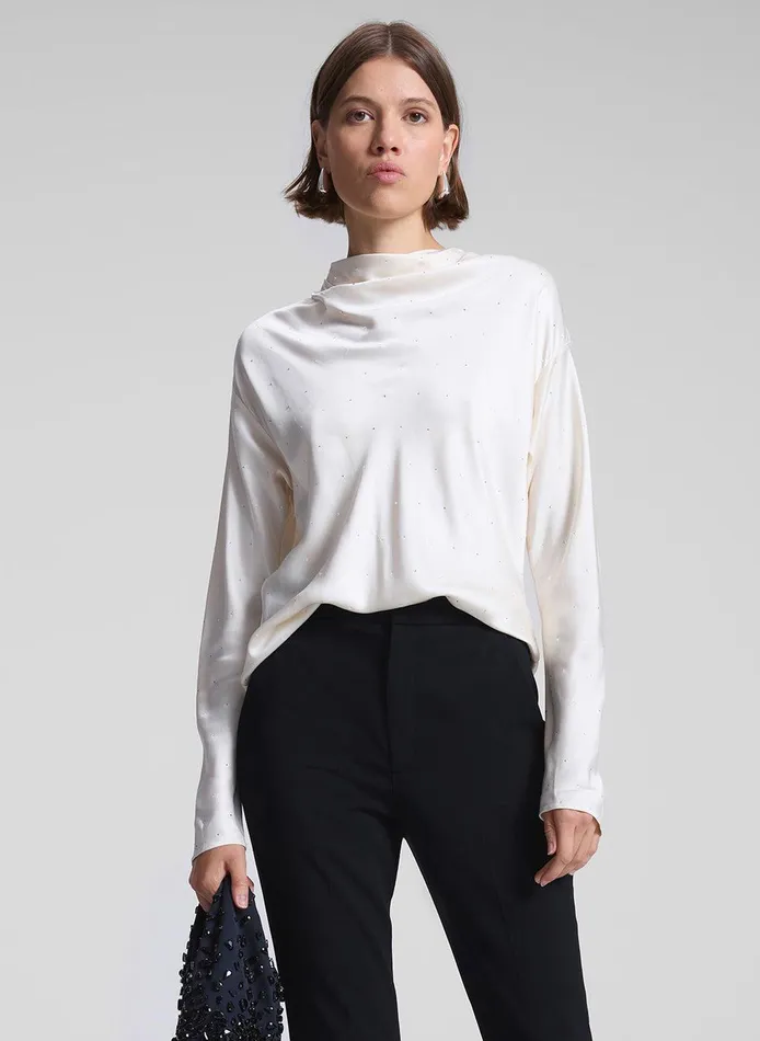 Women Georgia Embellished Satin Top Villa ALC Tops