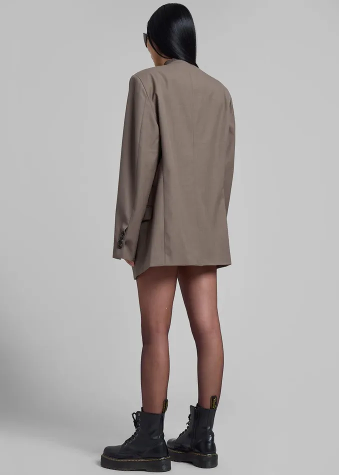 Women Gillian Collarless Blazer 8211 Taupe The Frankie Shop Outerwear