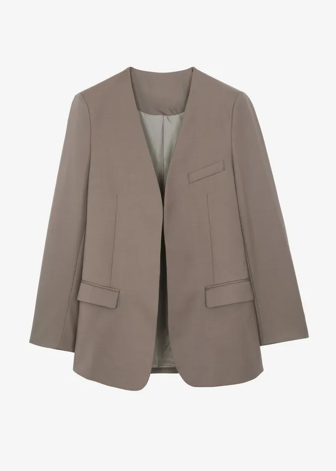 Women Gillian Collarless Blazer 8211 Taupe The Frankie Shop Outerwear