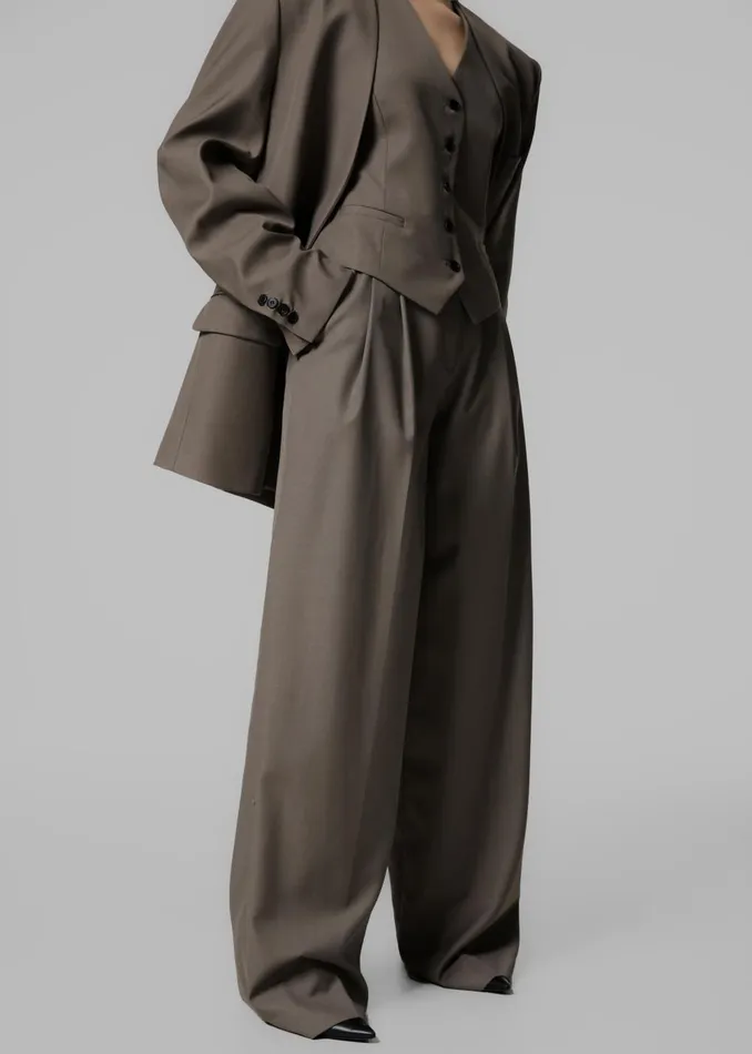 Women Gillian Collarless Blazer 8211 Taupe The Frankie Shop Outerwear