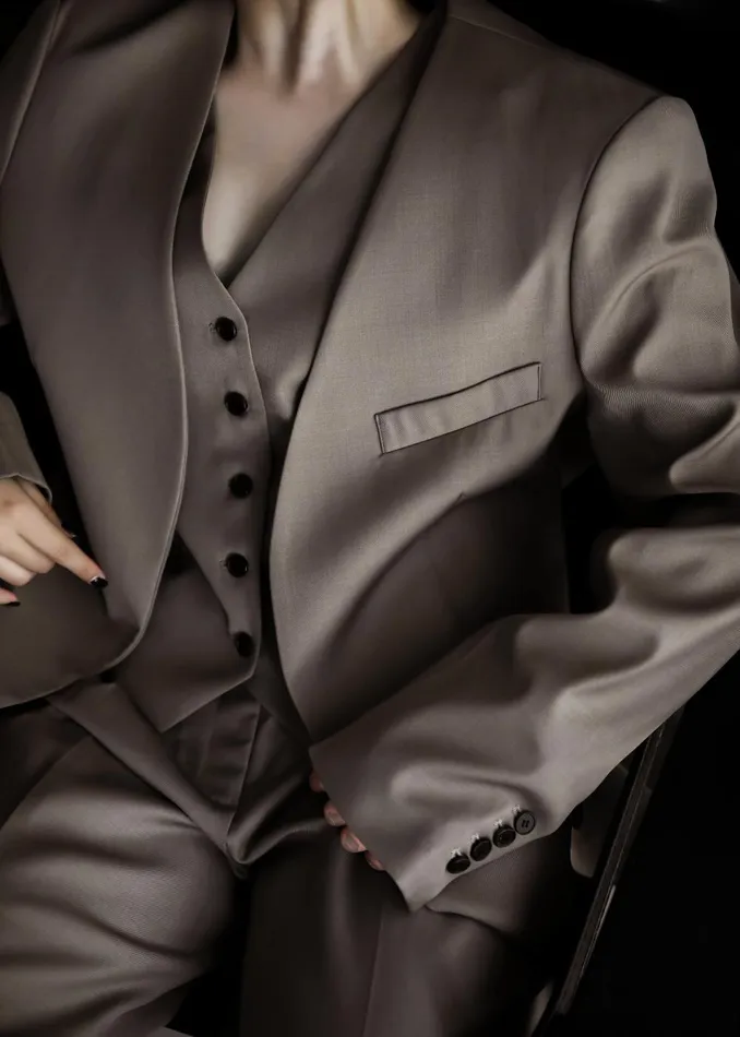 Women Gillian Collarless Blazer 8211 Taupe The Frankie Shop Outerwear