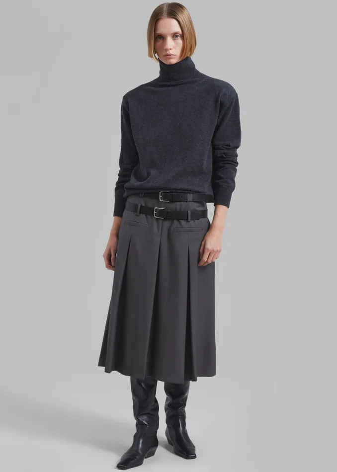 Women Gisele Pleated Midi Skirt 8211 Grey The Frankie Shop Bottoms