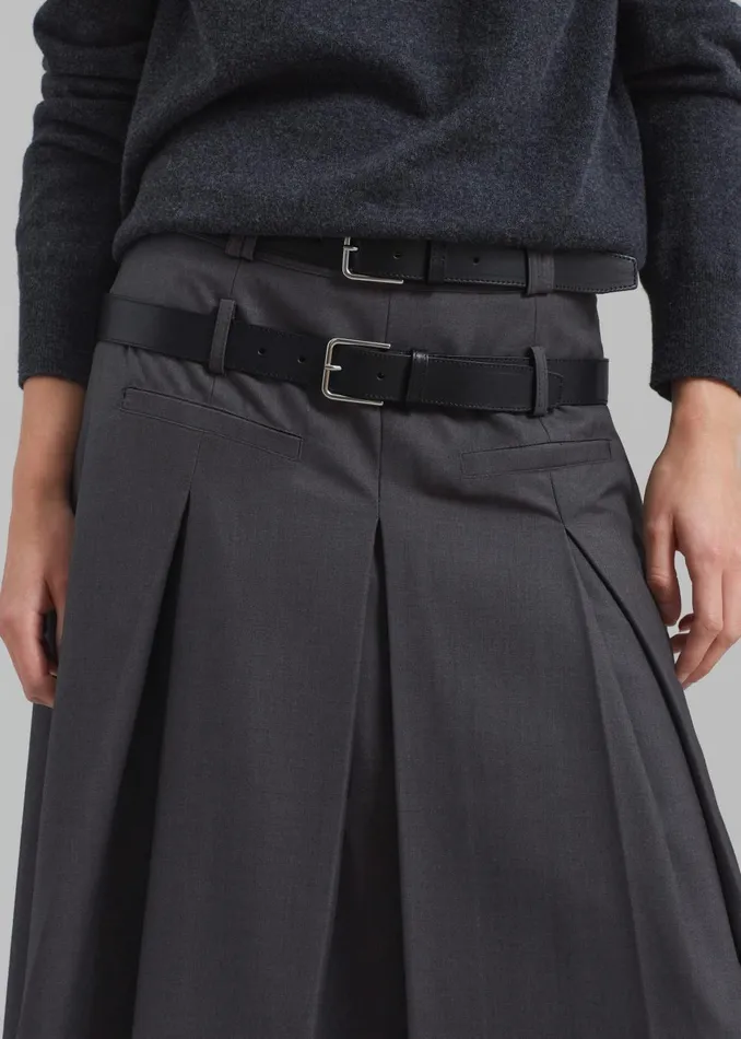Women Gisele Pleated Midi Skirt 8211 Grey The Frankie Shop Bottoms