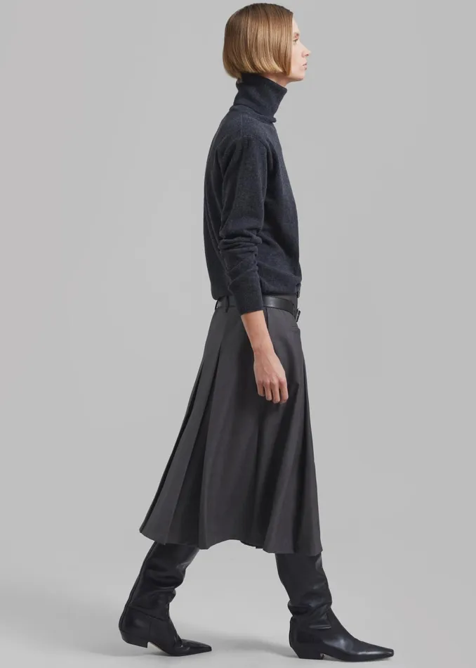 Women Gisele Pleated Midi Skirt 8211 Grey The Frankie Shop Bottoms