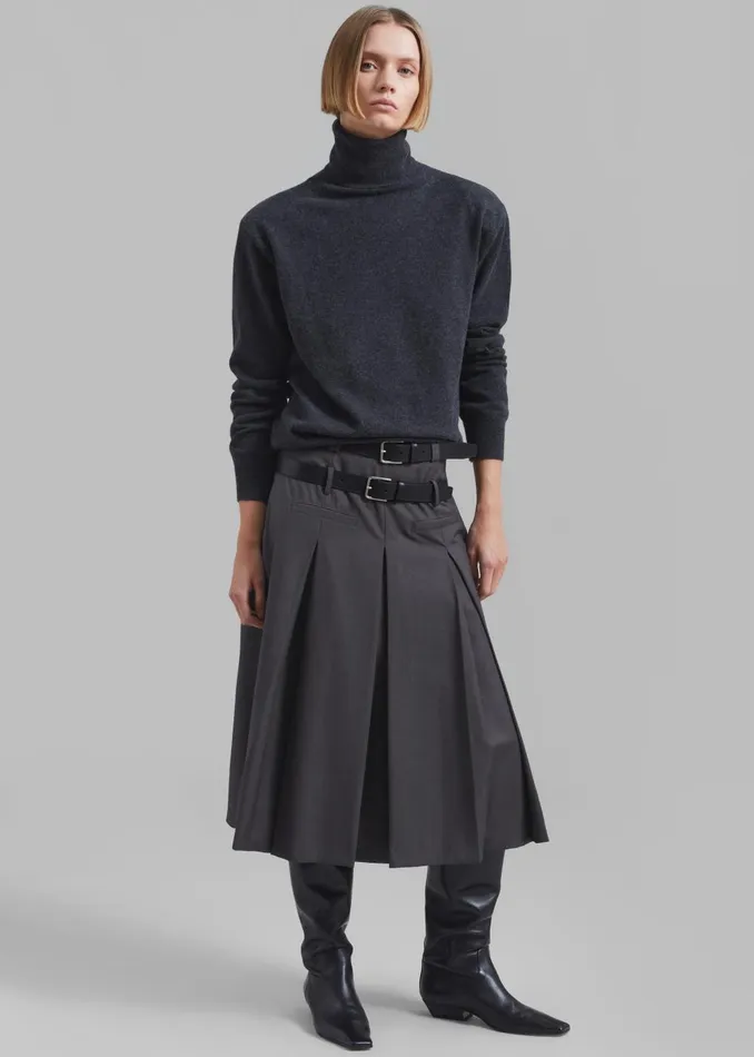 Women Gisele Pleated Midi Skirt 8211 Grey The Frankie Shop Bottoms