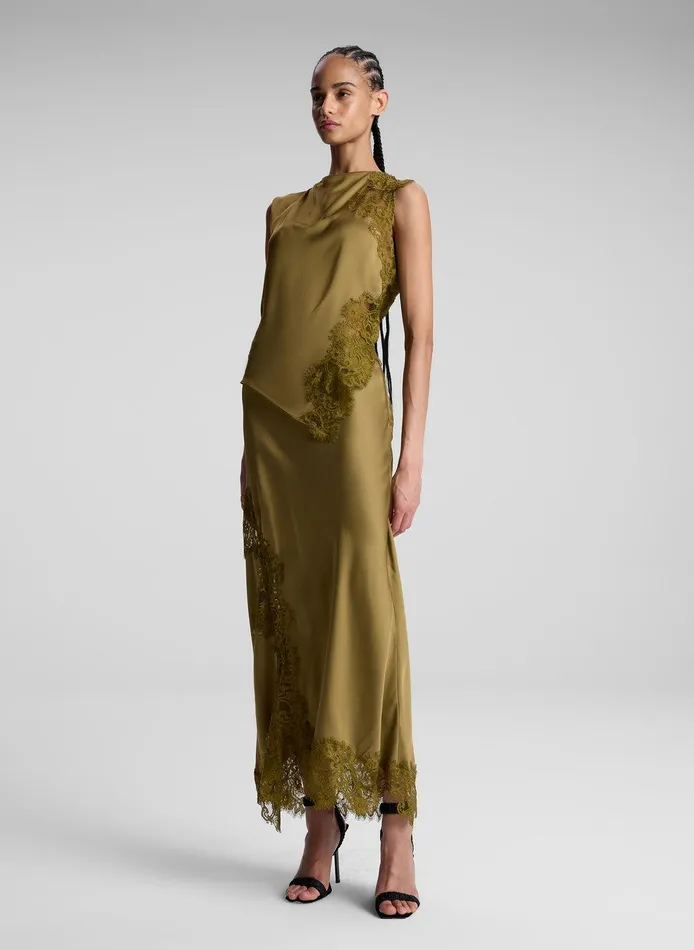 Women Gracie Satin And Lace Sleeveless Top Pyrite ALC Tops