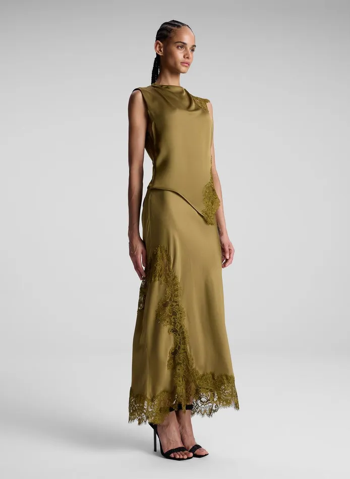 Women Gracie Satin And Lace Sleeveless Top Pyrite ALC Tops