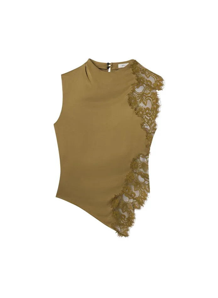Women Gracie Satin And Lace Sleeveless Top Pyrite ALC Tops