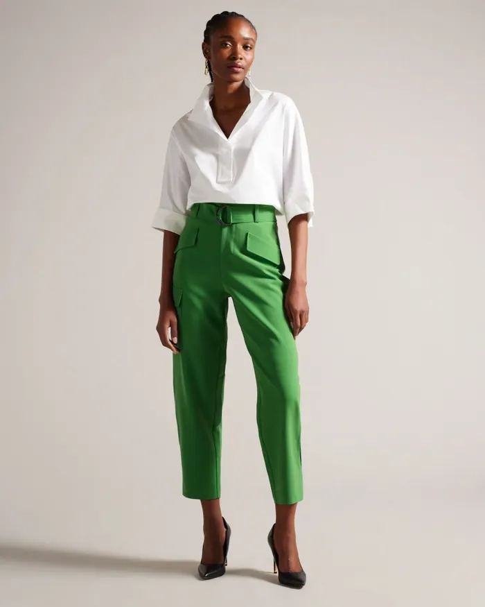 Women GRACIEH 8211 High Waist Tapered Cargo Trousers With Belt Medium Green Ted Baker Trousers and Shorts Women GRACIEH 8211 High Waist Tapered Cargo Trousers With Belt Medium Green Ted Baker Trousers and Shorts