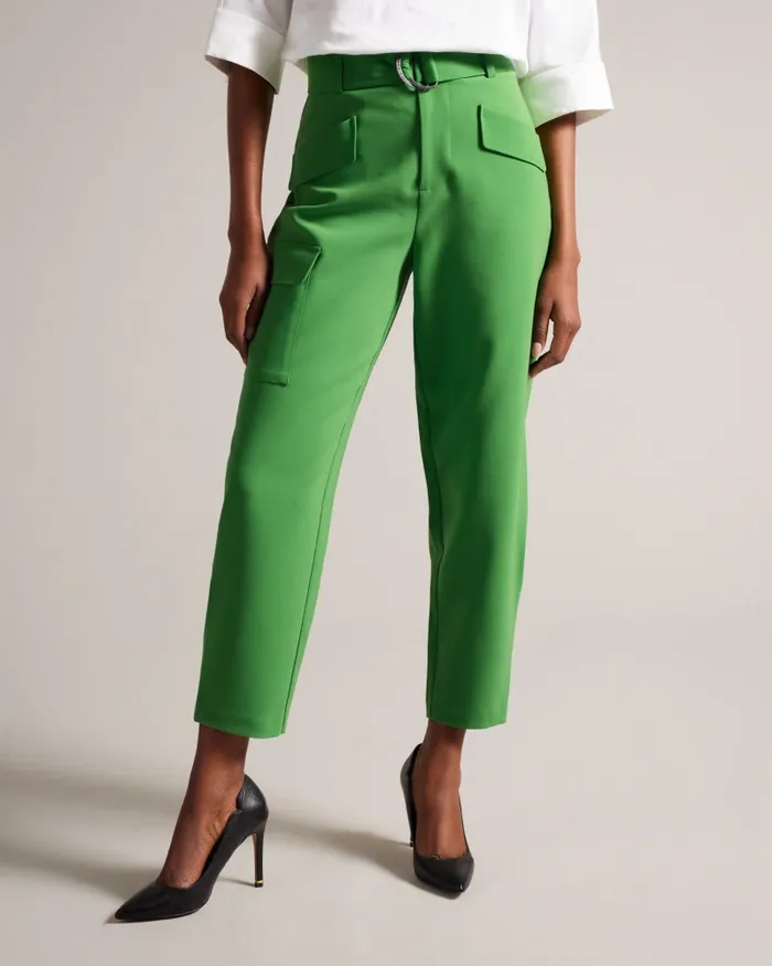 Women GRACIEH 8211 High Waist Tapered Cargo Trousers With Belt Medium Green Ted Baker Trousers and Shorts Women GRACIEH 8211 High Waist Tapered Cargo Trousers With Belt Medium Green Ted Baker Trousers and Shorts