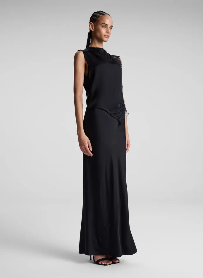 Women Greta Satin Maxi Skirt Black ALC Bottoms