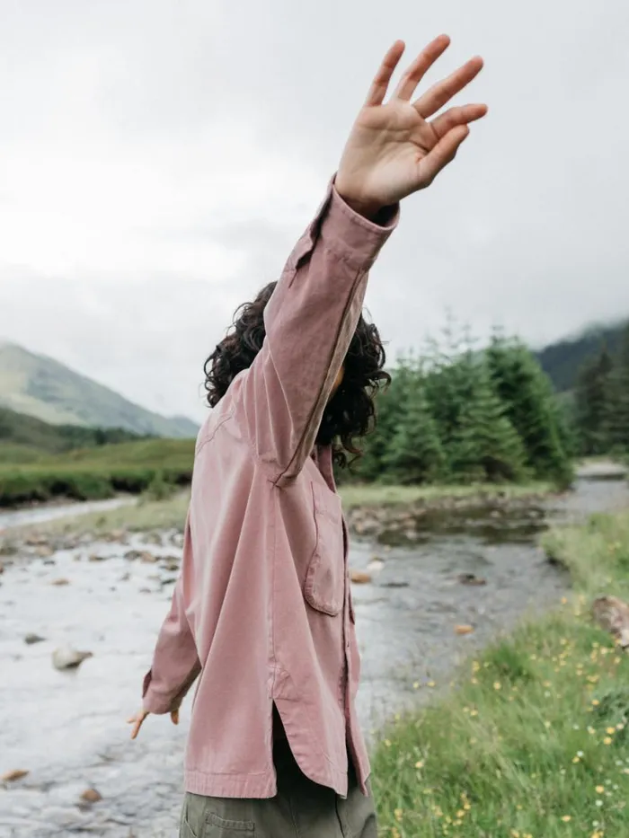 Women Gwavas Overshirt Heather Mist Finisterre Tops and Shirts