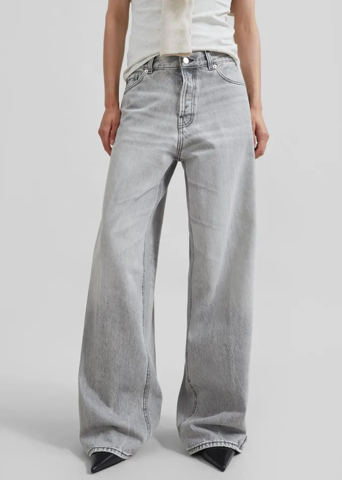 Women Haikure Bethany Wide Leg Jeans 8211 Fog Grey The Frankie Shop Bottoms