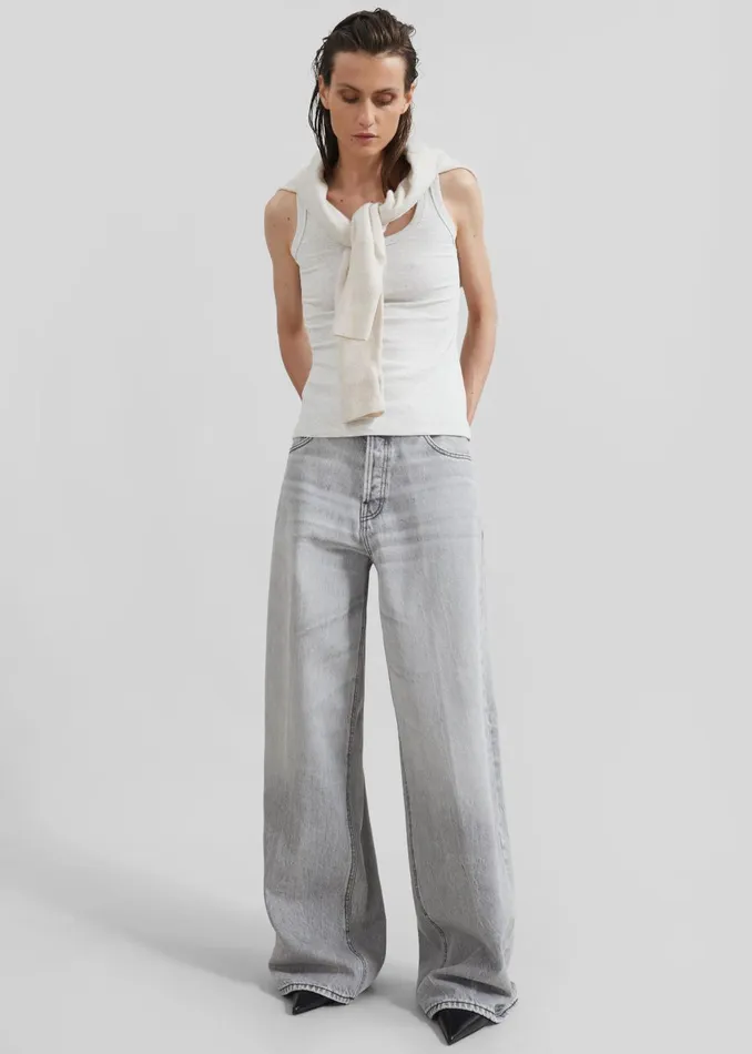 Women Haikure Bethany Wide Leg Jeans 8211 Fog Grey The Frankie Shop Bottoms