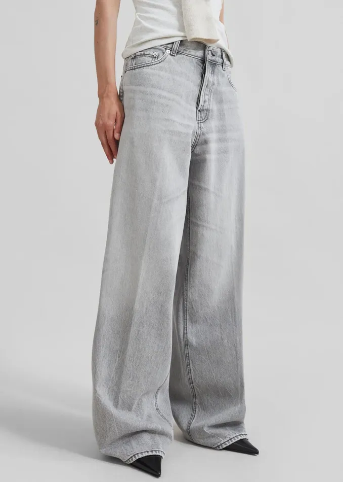 Women Haikure Bethany Wide Leg Jeans 8211 Fog Grey The Frankie Shop Bottoms