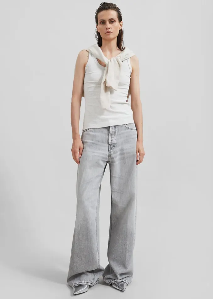 Women Haikure Bethany Wide Leg Jeans 8211 Fog Grey The Frankie Shop Bottoms
