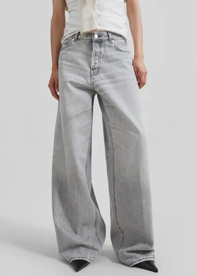 Women Haikure Bethany Wide Leg Jeans 8211 Fog Grey The Frankie Shop Bottoms