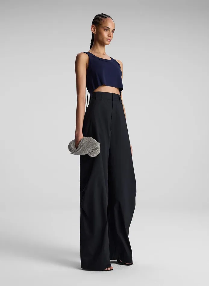 Women Halsey Cropped Cotton Rib Tank Maritime Navy ALC Tees and Tanks