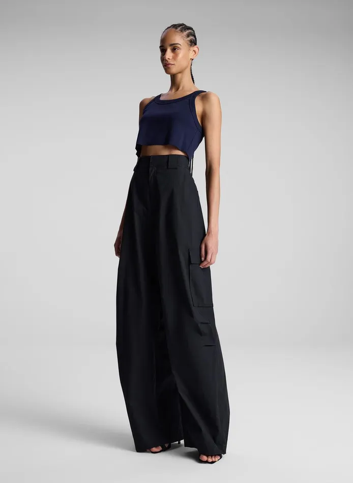 Women Halsey Cropped Cotton Rib Tank Maritime Navy ALC Tees and Tanks