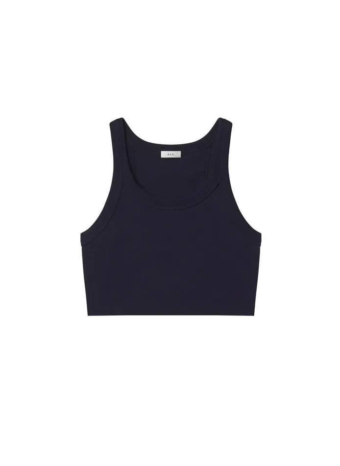Women Halsey Cropped Cotton Rib Tank Maritime Navy ALC Tees and Tanks
