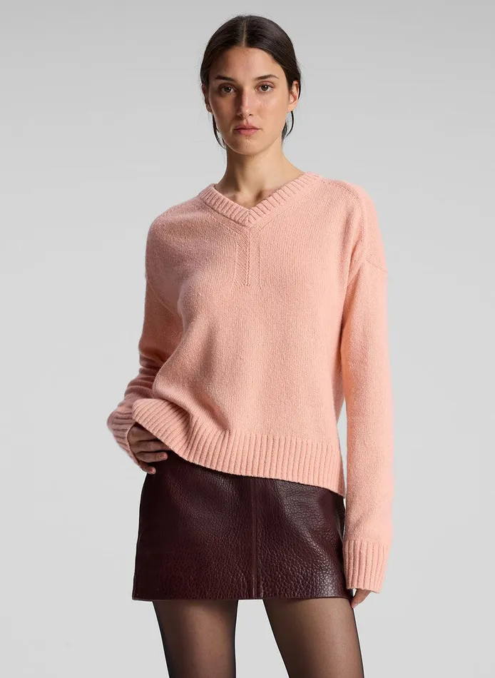 Women Harley Wool Cashmere V Neck Sweater Salmon ALC Knitwear