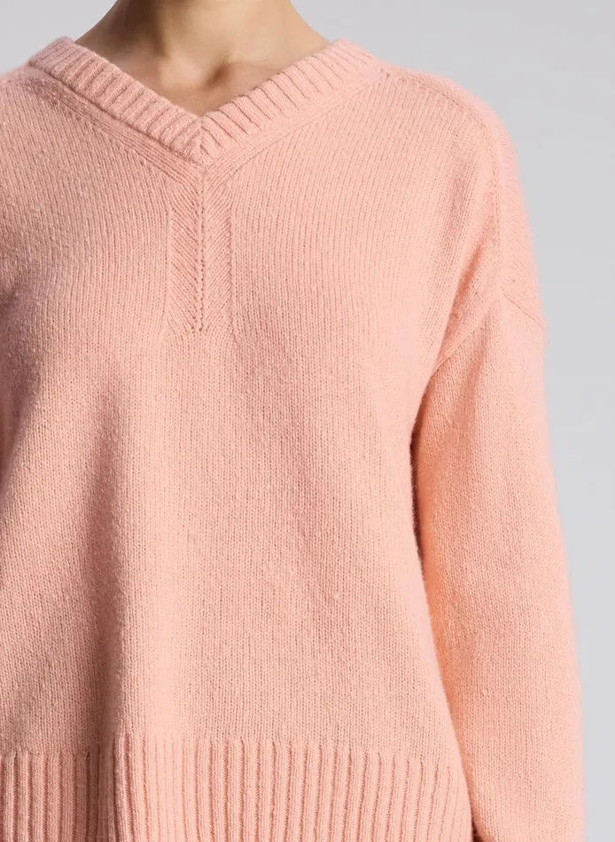 Women Harley Wool Cashmere V Neck Sweater Salmon ALC Knitwear