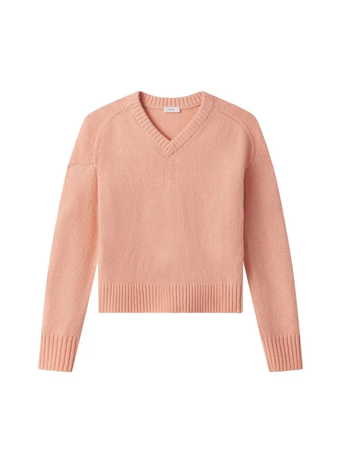 Women Harley Wool Cashmere V Neck Sweater Salmon ALC Knitwear
