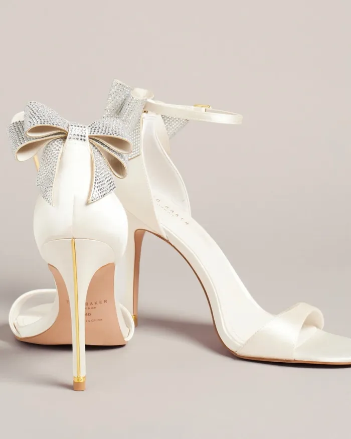 Women HEMARY 8211 Satin Crystal Bow Back Sandals Ivory Ted Baker Trainers