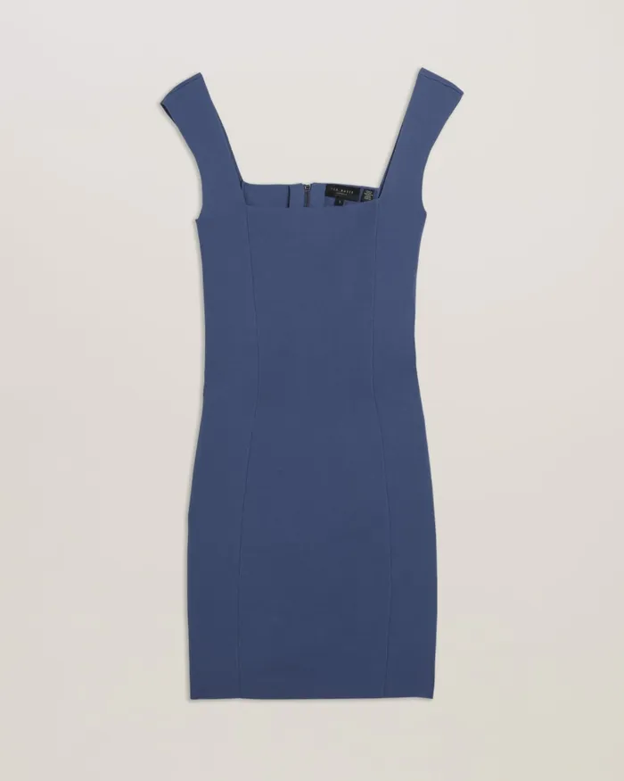 Women IMOJENN 8211 Knitted Sleeveless Bodycon Mini Dress Blue Ted Baker Dresses