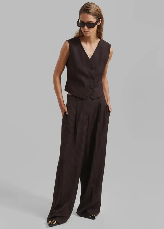 Women Ivey Vest 8211 BrownWhite Pinstripe The Frankie Shop Outerwear
