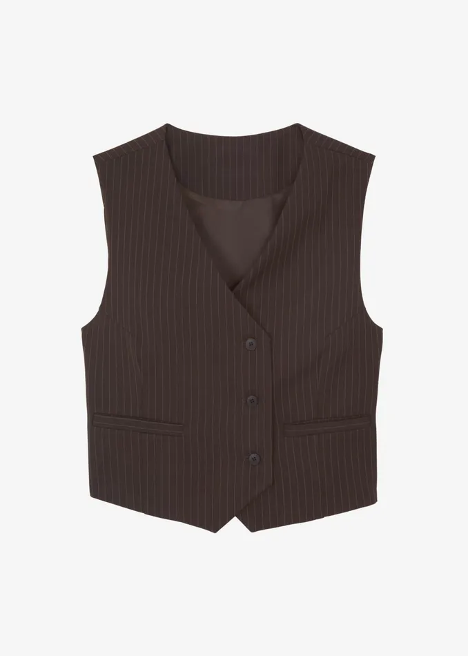 Women Ivey Vest 8211 BrownWhite Pinstripe The Frankie Shop Outerwear
