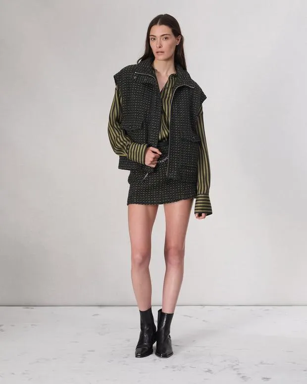 Women Jackets and Coats Rag and Bone Amina Tweed Vest Black Multi