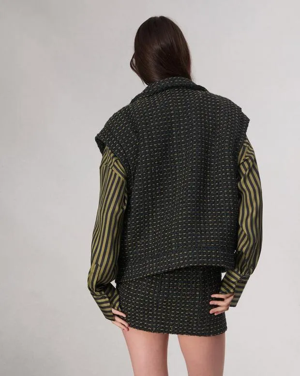 Women Jackets and Coats Rag and Bone Amina Tweed Vest Black Multi