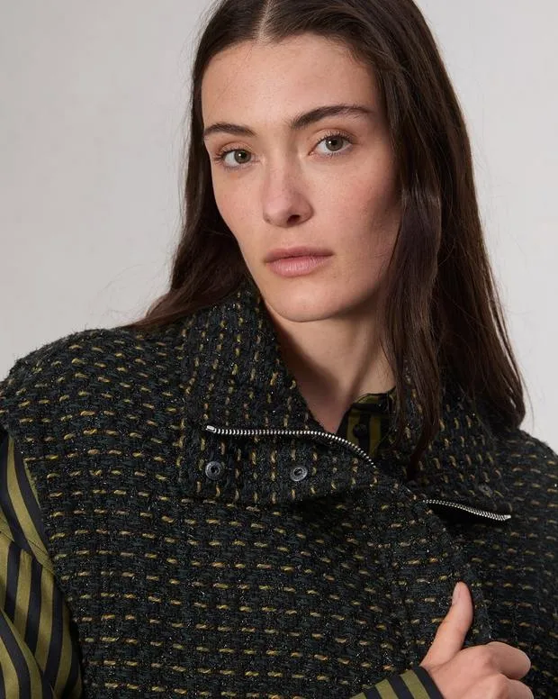 Women Jackets and Coats Rag and Bone Amina Tweed Vest Black Multi