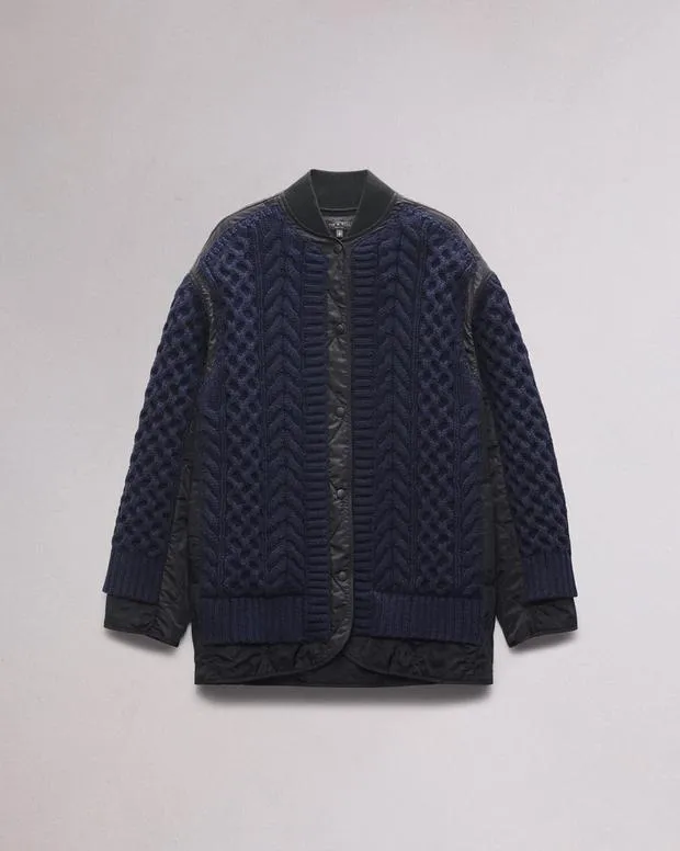 Women Jackets and Coats Rag and Bone Winnie MixedMedia Jacket Navy