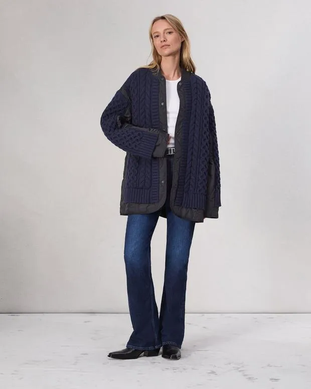 Women Jackets and Coats Rag and Bone Winnie MixedMedia Jacket Navy