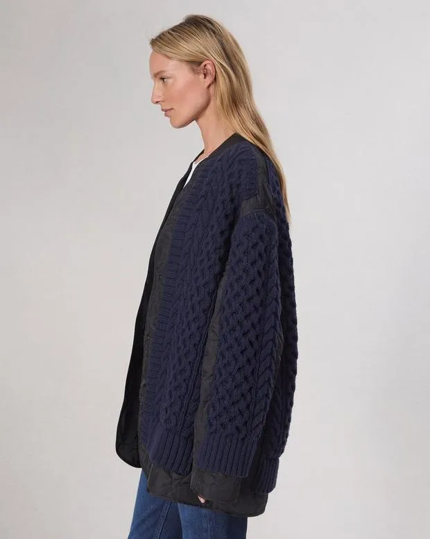 Women Jackets and Coats Rag and Bone Winnie MixedMedia Jacket Navy