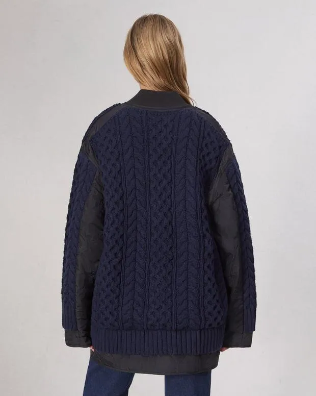 Women Jackets and Coats Rag and Bone Winnie MixedMedia Jacket Navy