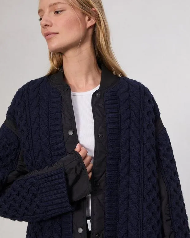 Women Jackets and Coats Rag and Bone Winnie MixedMedia Jacket Navy