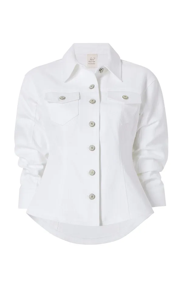 Women Jackets Cinq Sept Denim Scrunched Canyon Jacket White