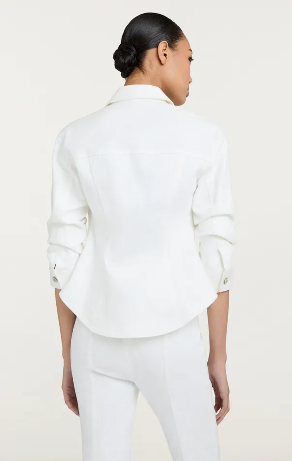 Women Jackets Cinq Sept Denim Scrunched Canyon Jacket White