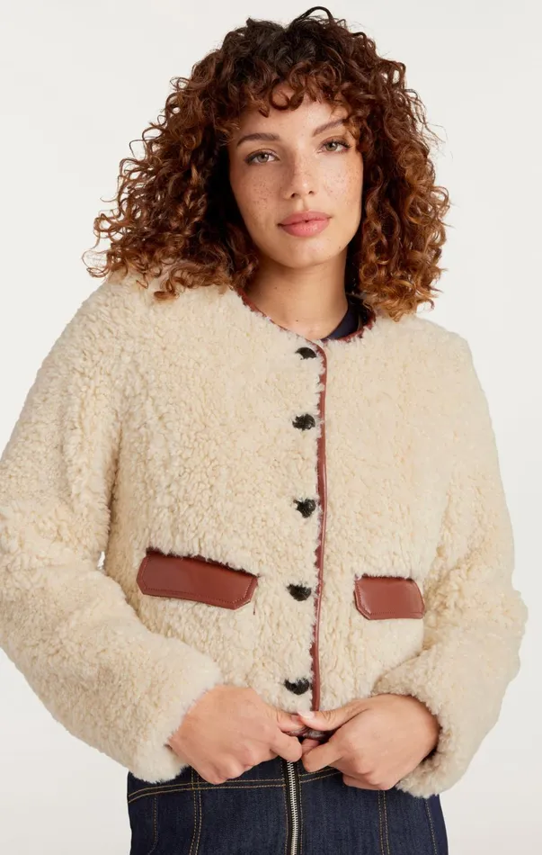 Women Jackets Cinq Sept Naia Jacket Ivorymahogany